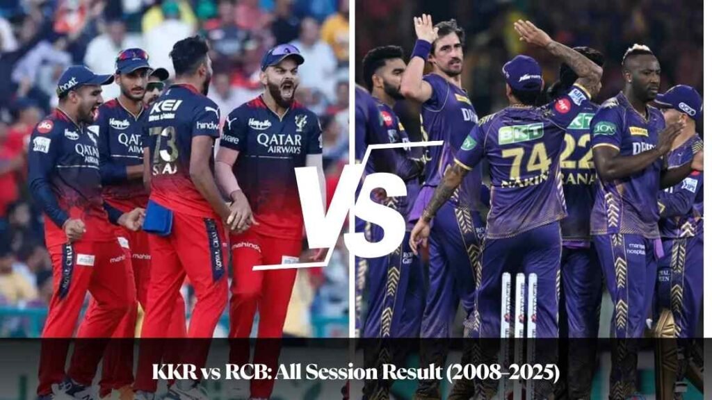 KKR vs RCB: All Session Result (2008–2025)